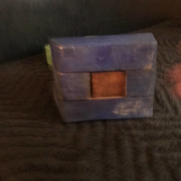 Wooden Cactus Handmade painted Green with Blue Base 8" - Picture 5 of 7